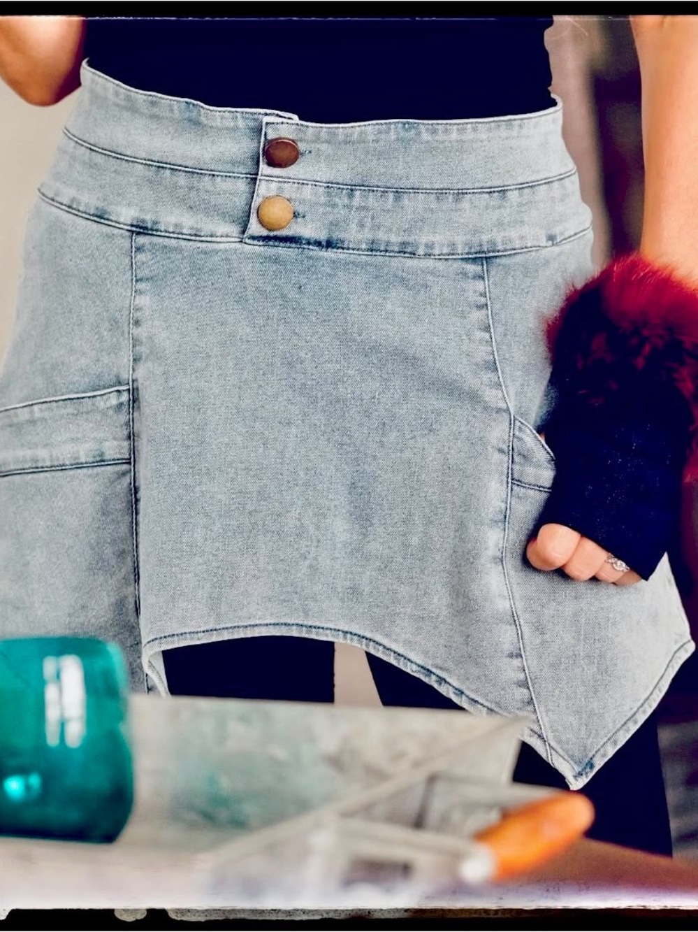 Women's Denim Two Button Waist Apron